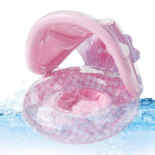 Flotadores con capota UV infantil para proteger del sol en la piscina