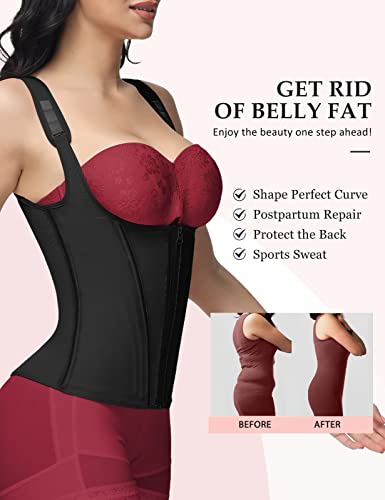 Shapshe Waist Trainer For Women, Tummy Control Sports Girdle, Workout Body Shaper With Adjustable Shoulder Strap Black #TOP6