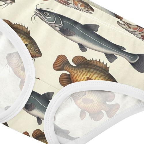 Fun Print Girls Underwear Toddler 2t Cotton Panties Little Girl Ancient Freshwater Fish Prints Beige Kids Undies Briefs4