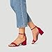 DREAM PAIRS Womens Low-Chunk Low Heel Pump Sandal,Size 7,Red/Suede,LOW-CHUNK