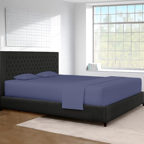 Image of SGI 108 inchx80 inch 4Pc Short Alaskan King Sheet Set 600 TC 15 inch Mediterranean Blue