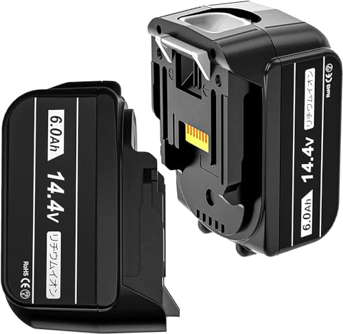 DOSCTT 互換 マキタ 14.4v バッテリーBL1460B【2個】電動工具用 6000mAh 大容量 バッテリー ライト付き 残量表示BL1820B BL1830B BL1840B BL1850B BL1860Bなど対応可能 リチウムイオン電池 PSE、CEマーク認証取得済み ブラック