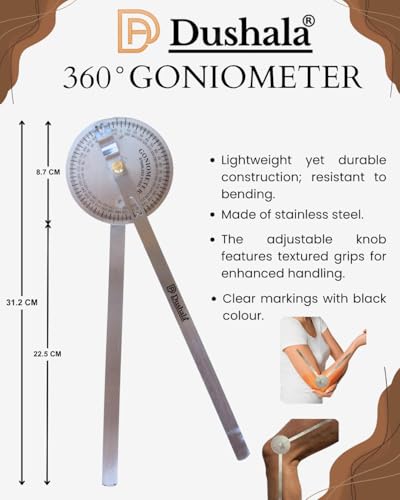 Image of Professional Medical Kit, 6-Piece Set with 360 Goniometer, 180 Goniometer, Finger Goniometer, Knee Hammer, Measuring Tape (With 1024 Hz Tuning Fork)