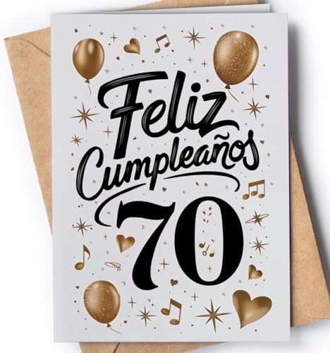 Tarjeta de 70 Cumpleaños - Tarjeta de Felicitación Graciosa para alguien que cumple 70 años - Regalo Original para 70 Cumpleaños para él, ella, hombre, mujer, mejor amigo, amiga... - Feliz - EU 48