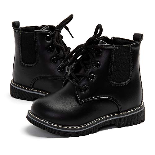 Komfyea Toddler/Little Kid Boots Waterproof Side Zipper Combat Black 11 Shoes For Boys and Girls