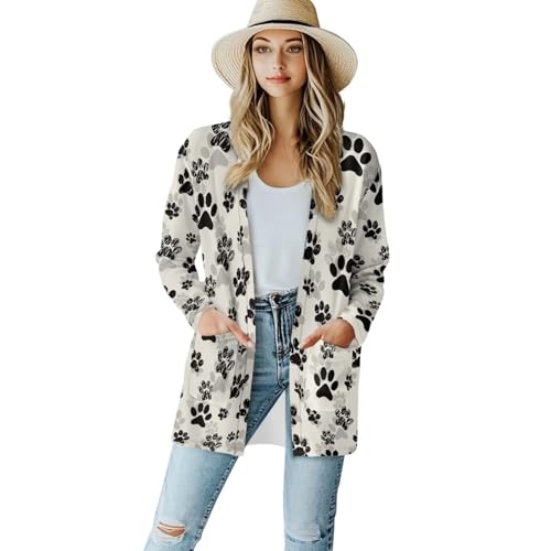 Image of Women's Open Front Cardigan Long Sleeve Loose Sweater Lightweight Soft Cardigan Jackets