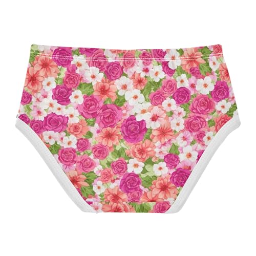 Bright Girls Underwear Toddler 2t Cotton Panties Little Girl Vibrant Pink Floral White Flowers Kids Briefs Undies2