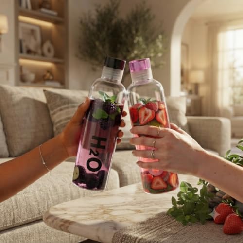 Image of Glass Borosilicate H2O Water Bottle With Cap 500ML | Leak Proof & Airtight Lid | Reusable Drinking Bottle for Office, School, College, Gym, Home & Travel,Daily Uses (H2O Clear - Set of 4)