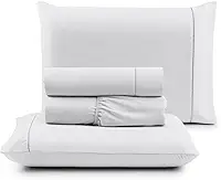 Jogo de Cama Casal Percal 400 Fios Ponto Palito 04 Peças, Antiácaro, Anti-pilling com Toque Macio - Branco
