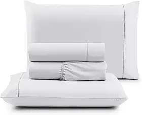 Jogo de Cama Casal Percal 400 Fios Ponto Palito 04 Peças, Antiácaro, Anti-pilling com Toque Macio - Branco