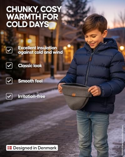 Image of DANISH ENDURANCE Kids Beanie for Winter, Children's Merino Wool Fleece Lined Hat