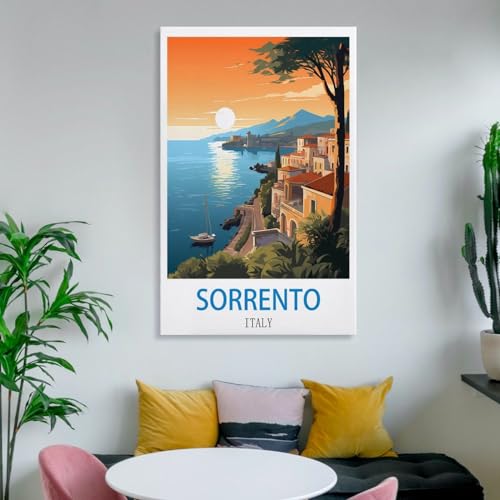 Affiche murale Sorrento Italie décoration chambre moderne toile vintage 50x75