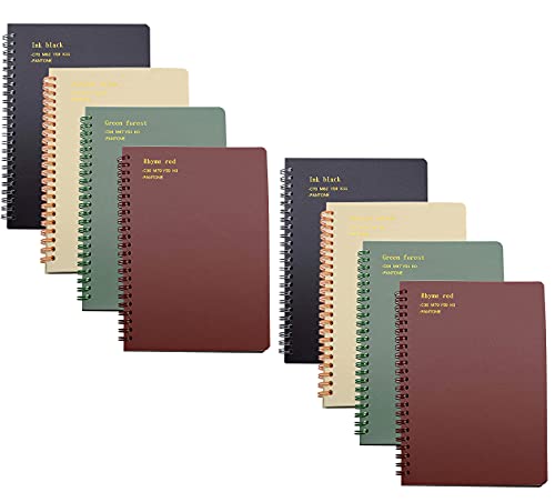 YYaaloa 8pcs Spiral Ruled Notebooks/Journals -A5 Notebooks Plastic cover 160 Pages Lined Journal 8.26'' x 5.6'' College Ruled Spiral Notebooks/Journals (A5, 8pcs 4colors-Ruled)