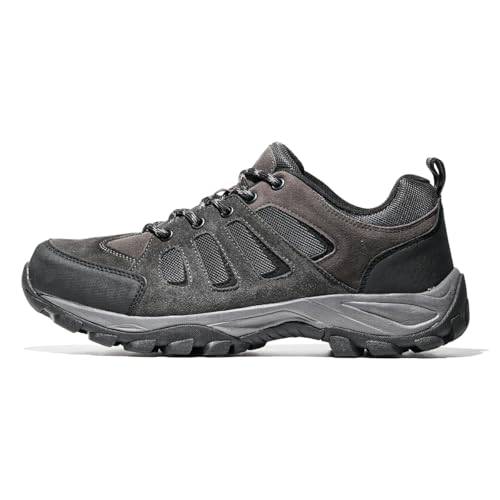 Men's Hiking Shoes, Lightweight Anti-Slip Outdoor Trail Walking Boots, Brown and Gray, Durable Traction Sole2