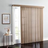BrylaneHome Embossed Vertical Privacy Slat Blinds - 90' W 84' L, Light Taupe