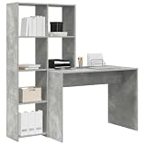 vidaXL Escritorio con Estante Gris Concreto 138, Mueble rinconero Compacto para Estudiantes