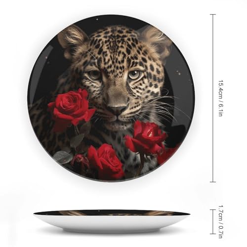 Plato decorativo Rose Leopard de cerámica 6 pulgadas miniatura 2