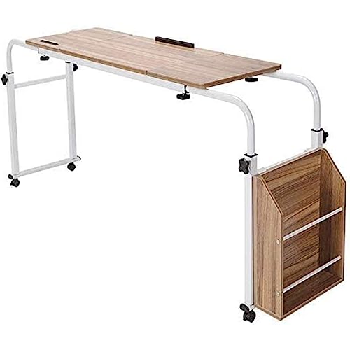Table de lit extensible et mobile à roulettes en bois pour ordinateur