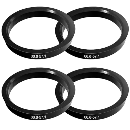 4 Piezas Anillos de Centrado de 66,6 A 57,1 mm, Adaptador para Llantas y Bujes, Anillo Centrador Llanta de Plástico Negro, Compatibles Con Volkswagen, Mercedes Benz y Audi, Reducción de Vibraciones