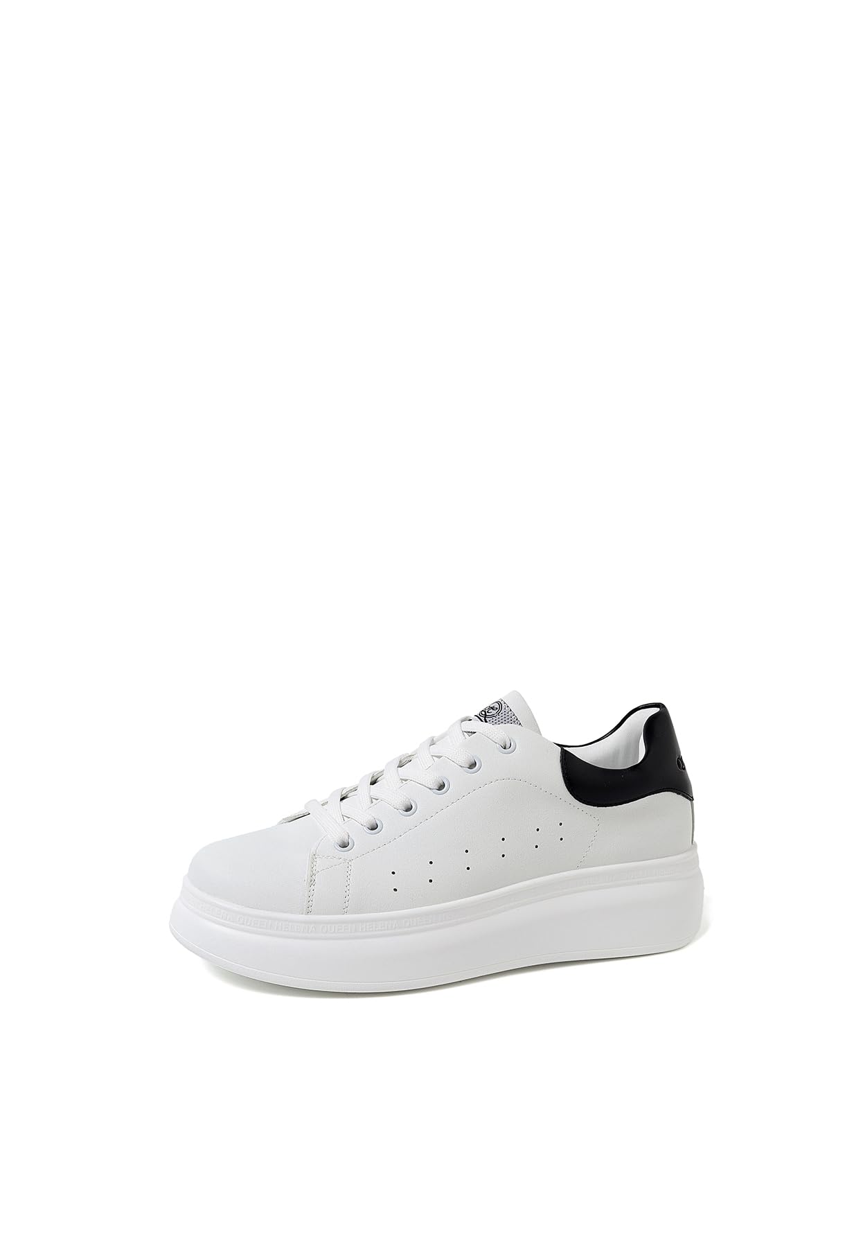 QUEEN HELENA Scarpe da Ginnastica Casual Platform Sneakers Plateau Lacci Comode Bianche Donna