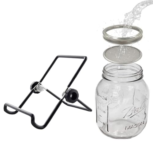 Tarro de germinación de semillas | Tarros de germinación con tapas de pantalla de acero inoxidable | Tarro orgánico saludable de boca ancha para brócoli, alfalfa, frijoles mungo