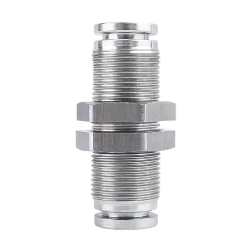 zorfar 304 Stainless Steel Bulkhead Push-in Pneumatic Fitting, PM Series for 4–14mm 1/4"–1/2" OD Tubing, Quick Release Air Connector 1PCS(PM 6mm)