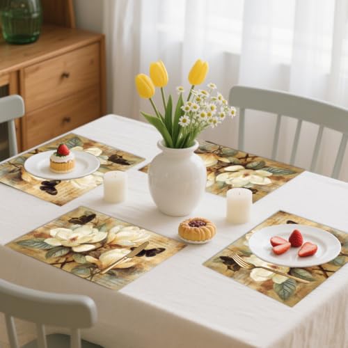 Sets de table magnolia lavables WADORN pour protéger la table de cuisine des taches - 8