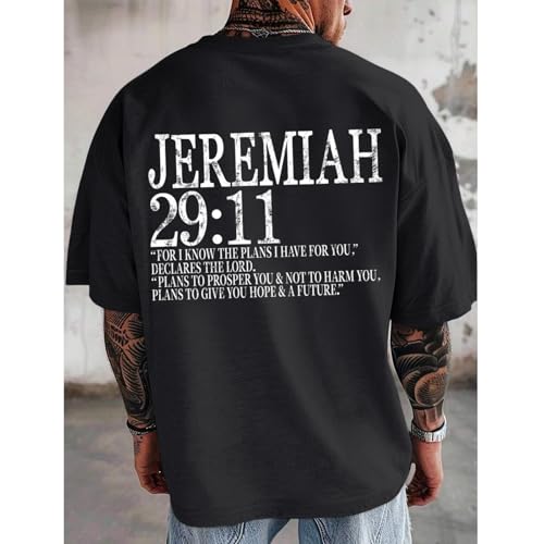 Christian Bible Verse Shirts for Men Jeremiah 29:11 Jesus God Religious Faith T Shirt Oversized Graphic Tees Tops3
