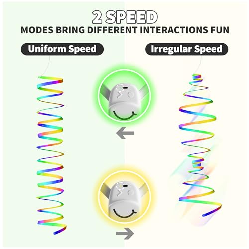 Image of Interactive Cat Toys for Indoor Cats, Automatic Hanging Door Feather Toy Mouse & Ribbon Wand Teaser,USB-Rechargeable Self Play Chase Exercise Feather Toys for Bored Indoor Adult & Kitten Cats