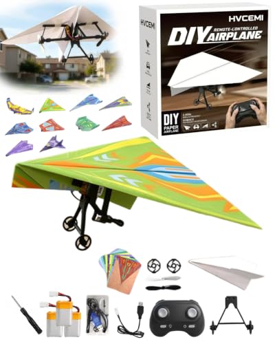 Image of Rc Paper Airplane Motor Kit DIY Model Airplanes Launcher Construction Set with Gyro Stabilizer Dual Propellers Foldable Electric Remote Control Plane Drone Stem Toy Tech Gadgets Gifts (with Plane F)