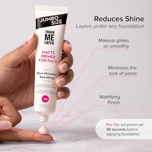 Image of Elizabeth Mott Thank Me Later Pore Minimizer Face Primer, Jumbo Size 60g | K-Beauty Pore Minimizing and Smoothing Makeup Primer, Long-Wearing Makeup, Soft-Matte Finish, Jumbo 2X Size, Cruelty-Free
