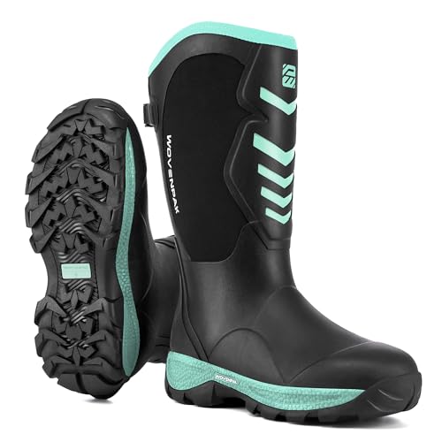 Image of Wovenpak Extra Wide Rubber Boots for Women, Waterproof Hunting Boots with Steel Shank, Insulated Mud Boot, 6mm Neoprene Anti-slip Outdoor Work Boots, Size 6-11