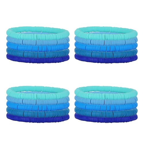 Ornaland 20 Pieces Hei Shi Surfer Bracelets Friendship Bracelets Clay Bead Bracelets Polymer Clay Stretch Bracelet Stackable Bracelet Set Women Summer Beach Jewelry for Women