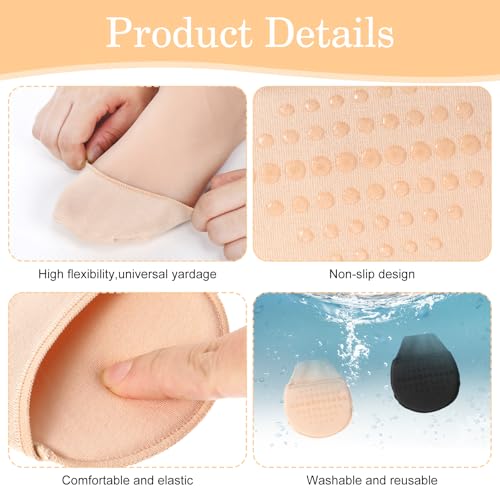 4 Pairs Ball of Foot Cushion Socks, Toe Topper Socks for Women No Show with Padding, Toe Topper Liner Socks with Sponge Cushion Half Socks for Heel3