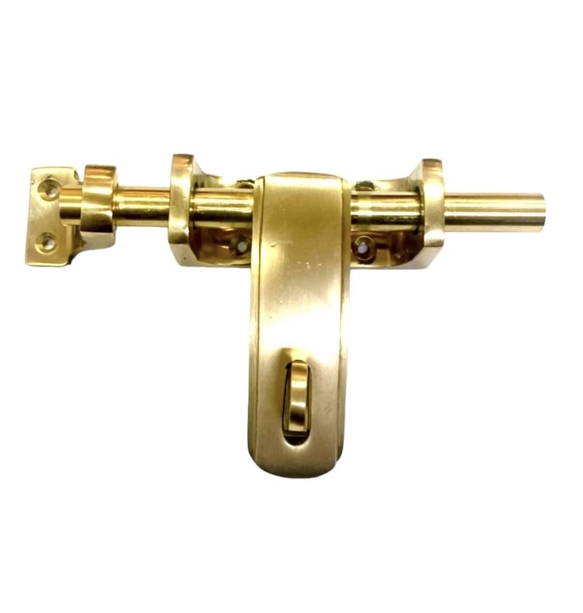 "BRASK" Brass Box Aldrop 6" (150 mm) | Locking Bolt 6" | Brass Locking Latch Bolt 6" | Kundi | Latching Draw Hasp (Golden Satin, 1)-image-37