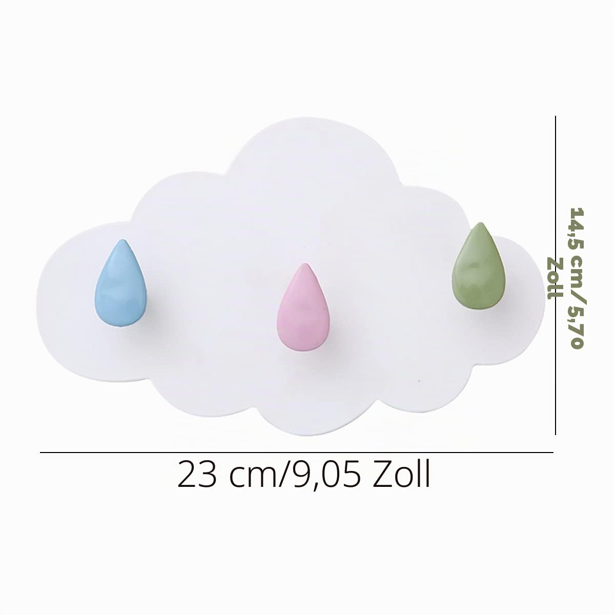 Kindergarderobe Haken, 3 Stück Garderobenhaken Kinder Plastik Ohne Bohren Wandgarderobe Selbstklebend Wasserdicht Wolken Wandhaken für Jedes Kinderzimmer