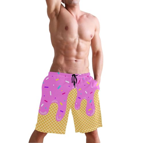 Men's Swim Trunks Quick Dry Swimming Shorts with Mesh Lining and Pocket Pink Christmas Santa Claus Swimsuit Trunks4