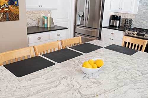 Gasare, Silicone Placemats For Dining Table, Kids Placemats, Table Mats, Non Slip, Washable, Heat Resistant, Flexible, 20% Thicker, 16" X 12" X 1.1Mm, Set Of 4, Black #TOP6