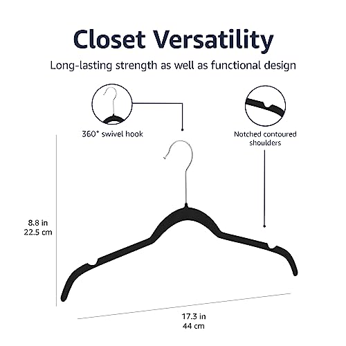Amazon Basics Slim, Velvet, Non-Slip Shirt Clothes Hangers, Pack of 30, Black - Image 5
