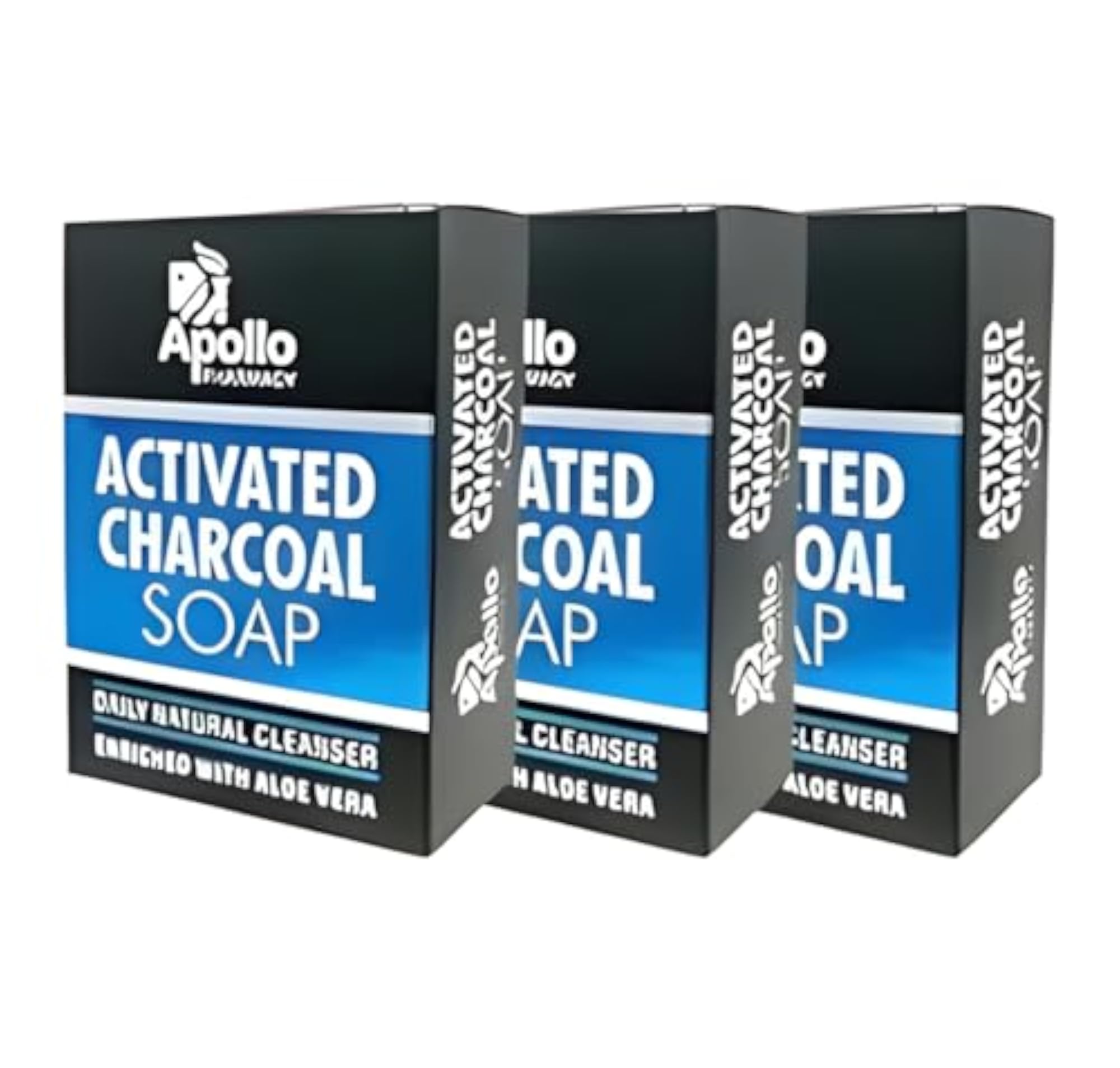 Pure Natural Activated Charcoal Body Soap, Pack of 3