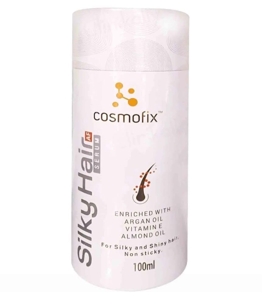 Cosmofix Hair Serum, Silky Smooth Formula, 100 ml, Enriched with Argan Oil and Vitamin E for Silky and Shiny Hair, Non Sticky