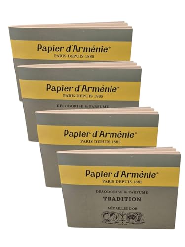 Papier d'Arménie, Papel de Armenia Aromático Tradicional para Purificación de Ambientes, Set de 4 Cuadernillos, Desde 1885