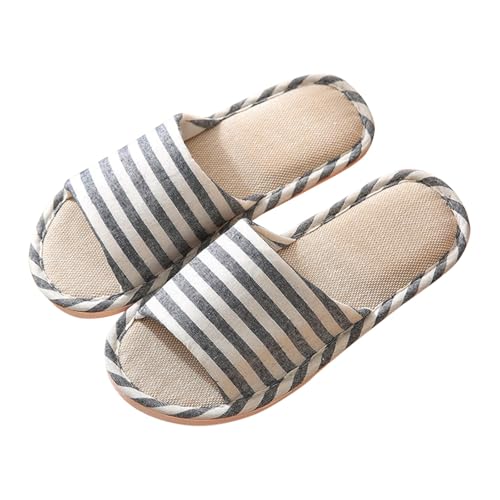 Pantoufles d'intérieur en tissu avec talon bas et bout ouvert pour femme