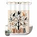 LXCPBNQT No Hook Shower Curtain, Cute Cats on Tree Books Waterproof Bathtub Curtain with See Through Top Window, Leaves Geometric Triangle Quick Dry Shower Curtains for Bathroom Hotel 60x72IN