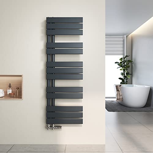 Heilmetz Badheizkörper Flach Design Heizkörper Handtuchtrockner für Badezimmer Handtuchheizkörper mit Seitenanschluss 400x1176mm Handtuchwärmer Anthrazit 518W