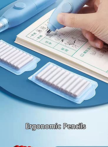 Image of Magicwand Pencil Sharpener,Electric Eraser,Vacuum Cleaner Stationery Set with 40 Eraser Refills for Kids,Adults for Home Office School【Blue】