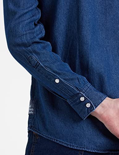 Image of Amazon Brand - INKAST Men's Solid Slim Shirt (INK-SH-103B Blue 3 4XL)