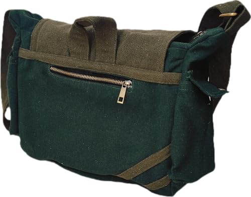 Image of ROUGH CANVAS COTTON MESSENGER BAG /BRASS ZIPPER CLOSURE /HANDMADE /ANTIQUE /VINTAGE /ECO LOVELY /UNISEX /SUSTAINABLE /HIGHLY DURABLE /WASHABLE /NATURAL