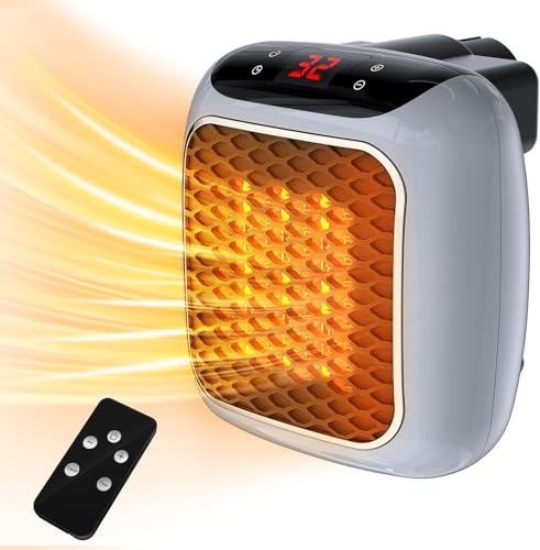 Calentadores de ventilador portátiles de 1200 W, calentadores de cerámica, termostato de 12 horas, temporizador táctil y control remoto, pantalla LED, protección contra sobrecalentamiento, calentador