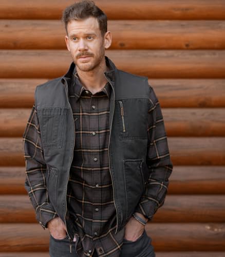 Image of Legendary Whitetails Men's Tough as Buck Vest for Men, Work Flannel Lined Hunting Outerwear, Casual Western Insulated Zip Up